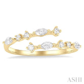 1/3 Ctw Bypass Marquise and Round Cut Diamond Fashion Open Band in 14K Yellow Gold